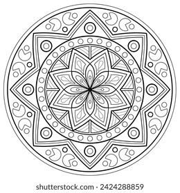 Mandala pattern or Simple Floral Ideas for Coloring book page Art on the wall Lace pattern the Tattoo wallpaper Paint shirt Stencil Design Textures. Decorative circle ornament in ethnic oriental style