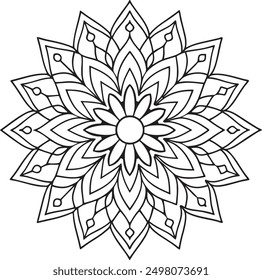 Mandala pattern or Simple Floral Ideas for Coloring book page