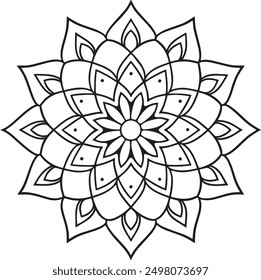 Mandala pattern or Simple Floral Ideas for Coloring book page