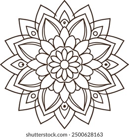 Mandala pattern or Simple Floral Ideas for Coloring book page