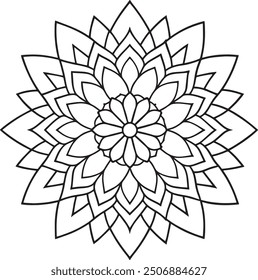 Mandala pattern or Simple Floral Ideas for Coloring book page illustration