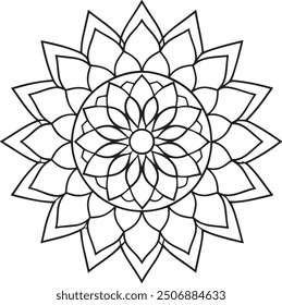 Mandala pattern or Simple Floral Ideas for Coloring book page illustration