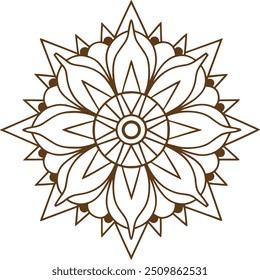 Padrão de Mandala ou Ideias Florais Simples para ornamento de moldura decorativo em estilo étnico oriental. Página do livro de cores.