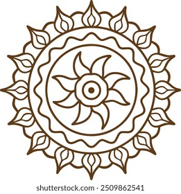 Mandala pattern or Simple Floral Ideas for Decorative frame ornament in ethnic oriental style. Coloring book page.