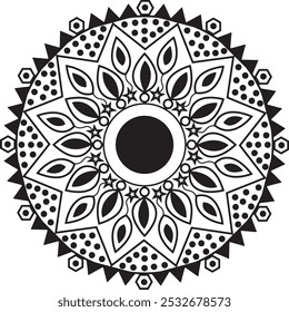 Patrón de mandala o ideas florales simples para colorear la página del libro Arte en la pared Patrón de encaje el Fondo de pantalla del tatuaje Camisa de pintura Stencil Design Textures.
