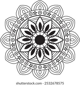 Mandala pattern or Simple Floral Ideas for Coloring book page Art on the wall Lace pattern the Tattoo wallpaper Paint shirt Stencil Design Textures.