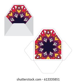 Mandala pattern sleeve cutting machine template. Ready for print. Isolated vector. 