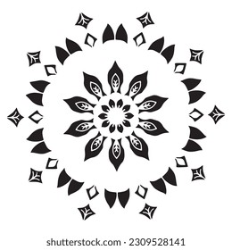 Esténcil de patrón de Mandala ornamento floral abstracto	
