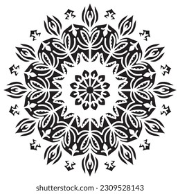 Esténcil de patrón de Mandala ornamento floral abstracto	
