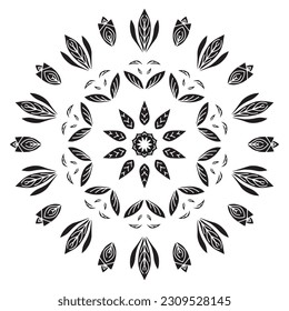 Esténcil de patrón de Mandala ornamento floral abstracto	
