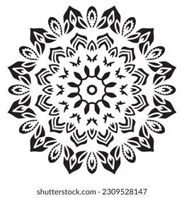 Esténcil de patrón de Mandala ornamento floral abstracto	
