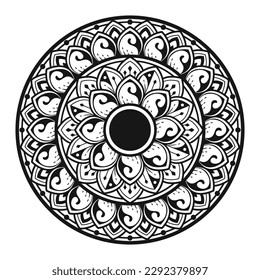 Mandala Pattern Stencil doodles sketch good mood, black and white mandala illustration vector