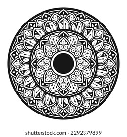 Mandala Pattern Stencil doodles sketch good mood, black and white mandala illustration vector