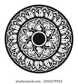 Mandala Pattern Stencil doodles sketch good mood, black and white mandala illustration vector