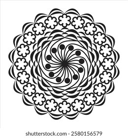 Mandala Pattern Stencil doodles sketch good mood and art icon mandala using for book pages coloring, greeting card and border design.