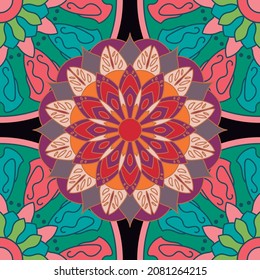 Mandala pattern texture and background design. For fabric and clothes