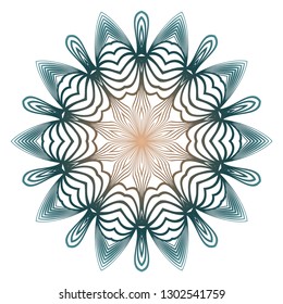 Mandala Pattern. Traditional Indian Mandala. Orient Tribal Circle Sign Illustration. Vector Illustration. Brown green pastel color.