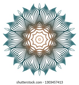 Mandala Pattern. Traditional Indian Mandala. Orient Tribal Circle Sign Illustration. Vector Illustration. Brown green pastel color.