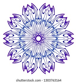 Mandala Pattern. Traditional Indian Mandala. Orient Tribal Circle Sign Illustration. Vector Illustration. Blue purple gradient.