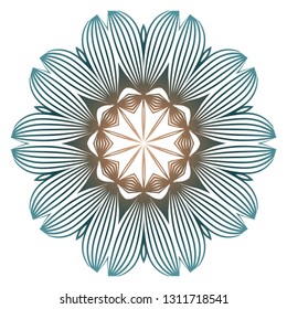 Mandala Pattern. Traditional Indian Mandala. Orient Tribal Circle Sign Illustration. Vector Illustration. Brown green pastel color.