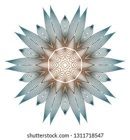 Mandala Pattern. Traditional Indian Mandala. Orient Tribal Circle Sign Illustration. Vector Illustration. Brown green pastel color.