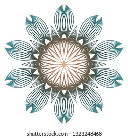 Mandala Pattern. Traditional Indian Mandala. Orient Tribal Circle Sign Illustration. Vector Illustration. Brown green pastel color.