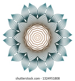 Mandala Pattern. Traditional Indian Mandala. Orient Tribal Circle Sign Illustration. Vector Illustration. Brown green pastel color.
