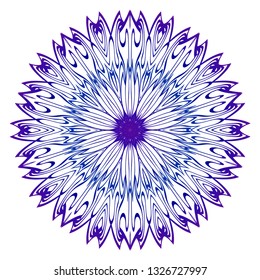 Mandala Pattern. Traditional Indian Mandala. Orient Tribal Circle Sign Illustration. Vector Illustration. Blue purple gradient.