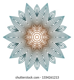 Mandala Pattern. Traditional Indian Mandala. Orient Tribal Circle Sign Illustration. Vector Illustration. Brown green pastel color.