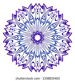 Mandala Pattern. Traditional Indian Mandala. Orient Tribal Circle Sign Illustration. Vector Illustration. Blue purple gradient.
