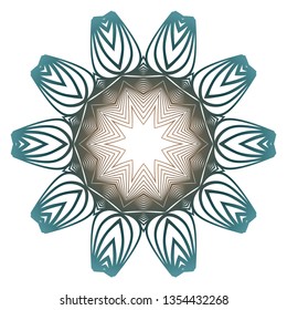 Mandala Pattern. Traditional Indian Mandala. Orient Tribal Circle Sign Illustration. Vector Illustration. Brown green pastel color.