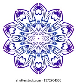 Mandala Pattern. Traditional Indian Mandala. Orient Tribal Circle Sign Illustration. Vector Illustration. Blue purple gradient.