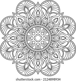 Mandala pattern. Traditional Indian round line ornament