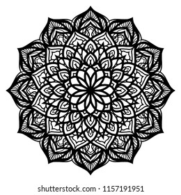 Mandala Pattern Vector Design - Ornamental Sacred Geometry Coloring Page