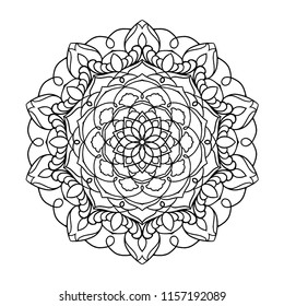 Mandala Pattern Vector Design - Ornamental Sacred Geometry Coloring Page