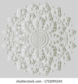 Mandala pattern white 3D gradient good mood. Good for creative and greeting cards, posters, flyers, banners and covers