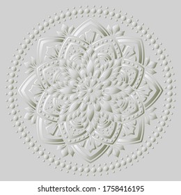 Patrón Mandala gradiente blanco 3D buen humor. Es bueno para tarjetas creativas y de bienvenida, carteles, volantes, pancartas y portadas