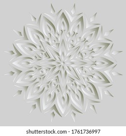 Mandala pattern white 3D gradient good mood. Good for creative and greeting cards, posters, flyers, banners and covers