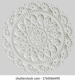 Mandala pattern white 3D gradient good mood. Good for creative and greeting cards, posters, flyers, banners and covers