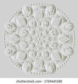 Mandala pattern white 3D gradient good mood. Good for creative and greeting cards, posters, flyers, banners and covers