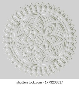 Mandala pattern white 3D gradient good mood. Good for creative and greeting cards, posters, flyers, banners and covers