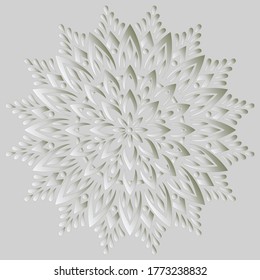 Mandala pattern white 3D gradient good mood. Good for creative and greeting cards, posters, flyers, banners and covers