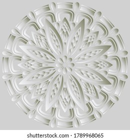 Mandala pattern white 3D gradient good mood. Good for creative and greeting cards, posters, flyers, banners and covers