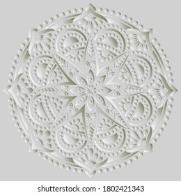 Mandala pattern white 3D gradient good mood. Good for creative and greeting cards, posters, flyers, banners and covers