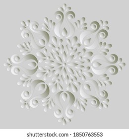Mandala pattern white 3D gradient good mood. Good for creative and greeting cards, posters, flyers, banners and covers