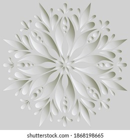 Mandala pattern white 3D gradient good mood. Good for creative and greeting cards, posters, flyers, banners and covers