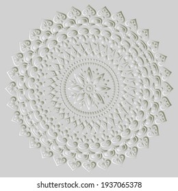 Mandala pattern white 3D gradient good mood. Good for creative and greeting cards, posters, flyers, banners and covers