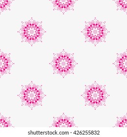 Mandala pattern. White background. Pink color.