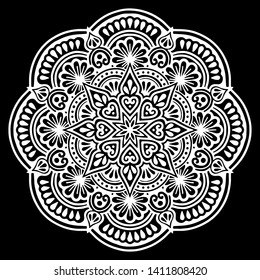 Mandala pattern white doodles sketch 