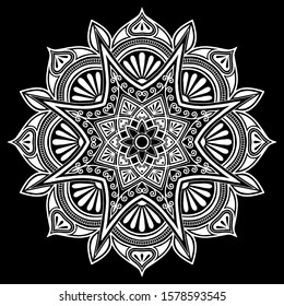 Mandala pattern white doodles sketch 
